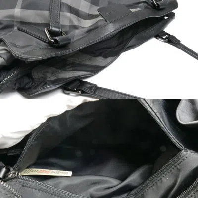 Pre-owned Burberry Black Gray Nylon Leather Tote Bag () In Multi