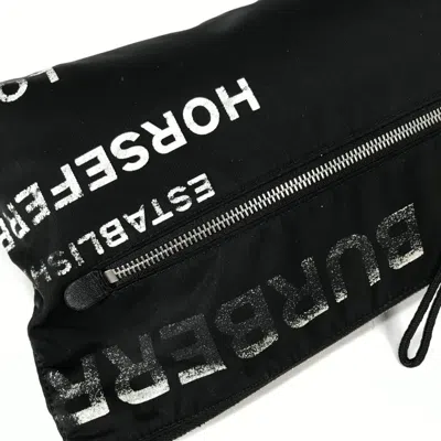 Pre-owned Burberry Black White Nylon Clutch Bag Pouch () In Multi