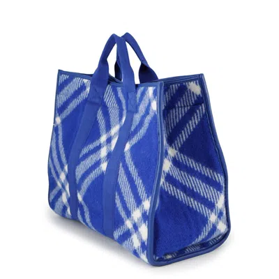 Pre-owned Burberry Blue Wool Leather Tote Bag ()