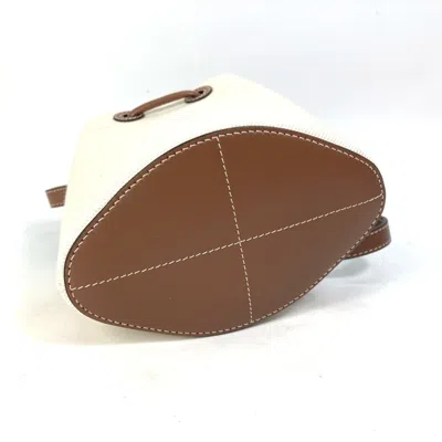 Pre-owned Burberry Brown Ivory Canvas Leather Shoulder Bag Tote Bag ()