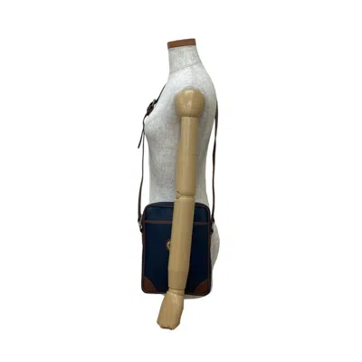 Pre-owned Burberry Brown Navy Leather Pvc Pochette Shoulder Bag ()