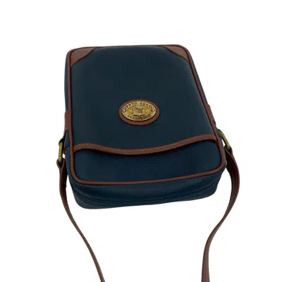 Pre-owned Burberry Brown Navy Leather Pvc Pochette Shoulder Bag ()