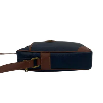 Pre-owned Burberry Brown Navy Leather Pvc Pochette Shoulder Bag ()