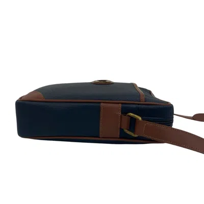 Pre-owned Burberry Brown Navy Leather Pvc Pochette Shoulder Bag ()
