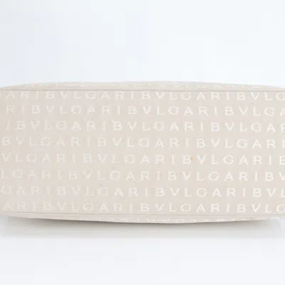 Pre-owned Bvlgari Beige Leather Canvas Shoulder Bag Tote Bag () In Sand