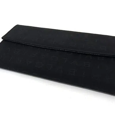 Pre-owned Bvlgari Black Canvas Leather Long Wallet (tri-fold) ()