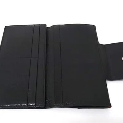 Pre-owned Bvlgari Black Canvas Leather Long Wallet (tri-fold) ()