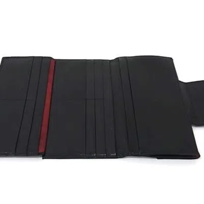 Pre-owned Bvlgari Black Canvas Leather Long Wallet (tri-fold) ()