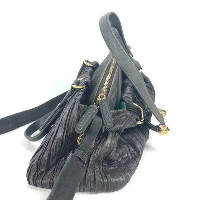 Pre-owned Bvlgari Black Dark Brown Leather Shoulder Bag Tote Bag () In Multi