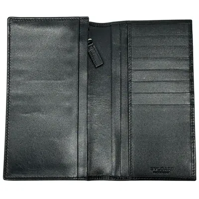 Pre-owned Bvlgari Black Gray Pvc Long Wallet (bi-fold) () In Multi