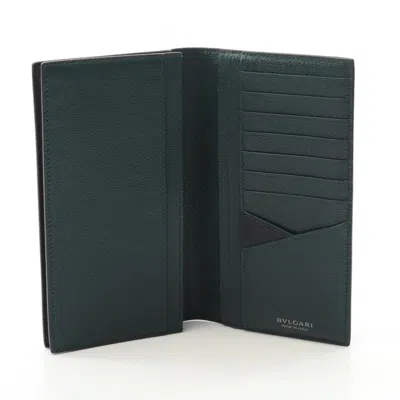 Pre-owned Bvlgari Black Leather Long Wallet (bi-fold) ()