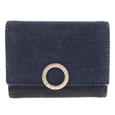 Pre-owned Bvlgari Blue Denim Wallet (tri-fold) ()