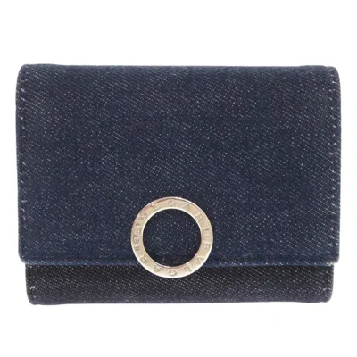 Pre-owned Bvlgari Blue Denim Wallet (tri-fold) ()
