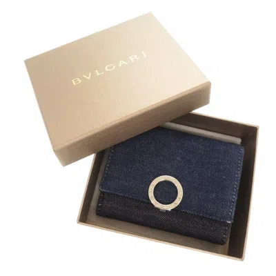 Pre-owned Bvlgari Blue Denim Wallet (tri-fold) ()