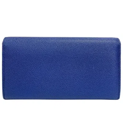 Pre-owned Bvlgari Blue Pink Leather Long Wallet (tri-fold) ()
