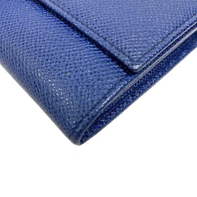 Pre-owned Bvlgari Blue Pink Leather Long Wallet (tri-fold) ()