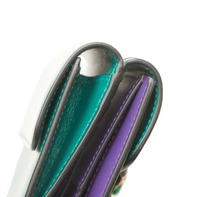 Pre-owned Bvlgari Green Purple Leather Wallet (tri-fold) () In Multi