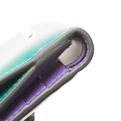 Pre-owned Bvlgari Green Purple Leather Wallet (tri-fold) () In Multi