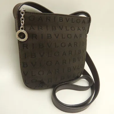 Pre-owned Bvlgari Logomania Brown Canvas Leather Pochette Shoulder Bag ()