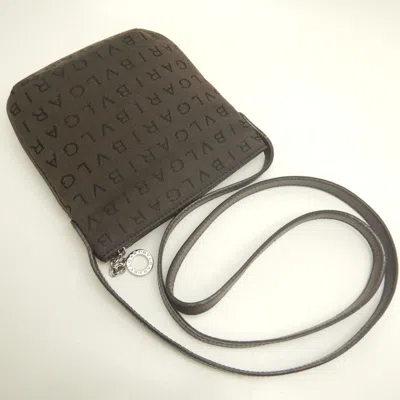 Pre-owned Bvlgari Logomania Brown Canvas Leather Pochette Shoulder Bag ()