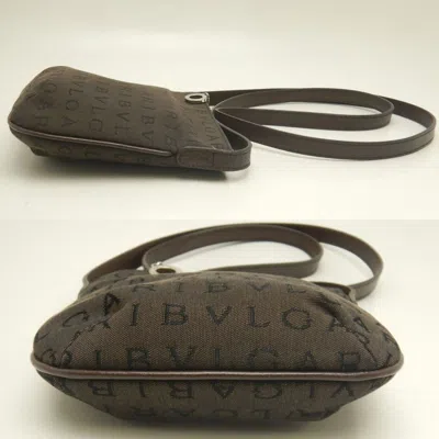 Pre-owned Bvlgari Logomania Brown Canvas Leather Pochette Shoulder Bag ()