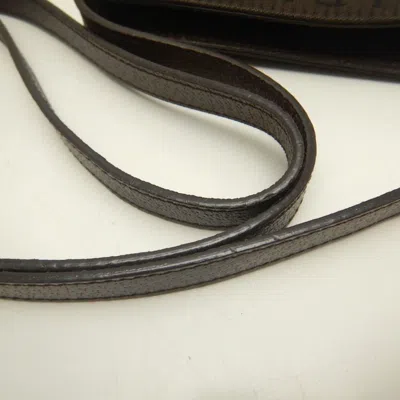 Pre-owned Bvlgari Logomania Brown Canvas Leather Pochette Shoulder Bag ()