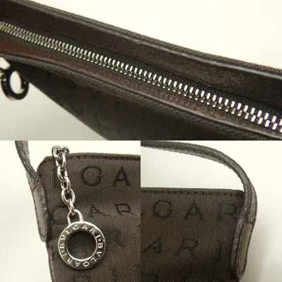Pre-owned Bvlgari Logomania Brown Canvas Leather Pochette Shoulder Bag ()
