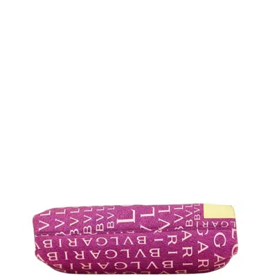 Pre-owned Bvlgari Logomania Purple Yellow Nylon Leather Tote Bag ()