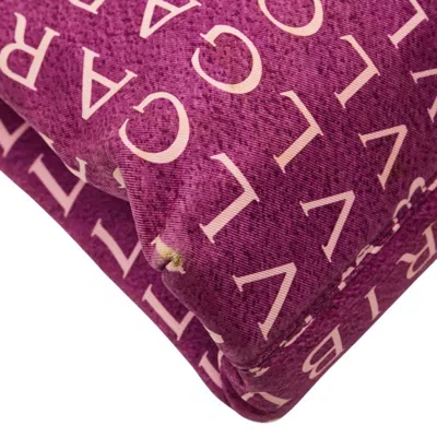 Pre-owned Bvlgari Logomania Purple Yellow Nylon Leather Tote Bag ()