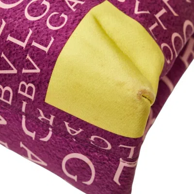 Pre-owned Bvlgari Logomania Purple Yellow Nylon Leather Tote Bag ()