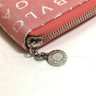 Pre-owned Bvlgari Pink White Canvas Wallet (bi-fold) () In Multi