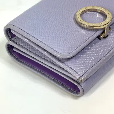 Pre-owned Bvlgari Purple Leather Wallet (tri-fold) ()