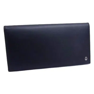 Pre-owned Cartier Black Leather Long Bill Wallet (bi-fold) ()