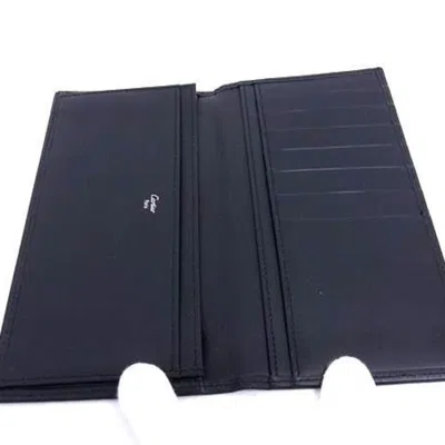 Pre-owned Cartier Black Leather Long Bill Wallet (bi-fold) ()