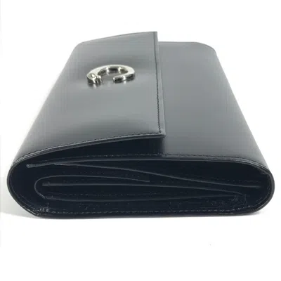 Pre-owned Cartier Black Leather Long Wallet (bi-fold) ()