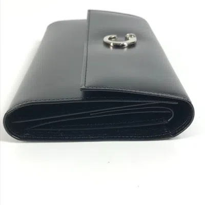 Pre-owned Cartier Black Leather Long Wallet (bi-fold) ()