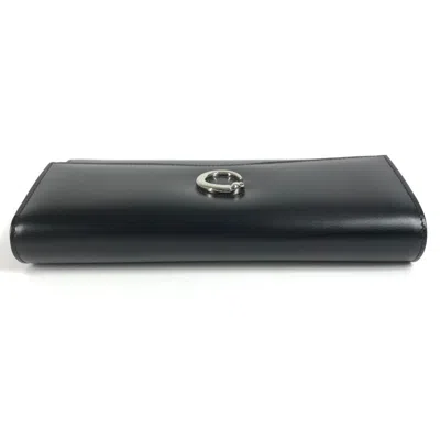 Pre-owned Cartier Black Leather Long Wallet (bi-fold) ()