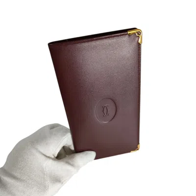 Pre-owned Cartier Bordeaux Card Wallet () In Burgundy