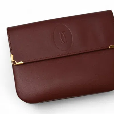 Pre-owned Cartier Bordeaux Leather Coin Purse/coin Case () In Burgundy
