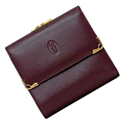 Pre-owned Cartier Bordeaux Leather Coin Purse/coin Case () In Burgundy