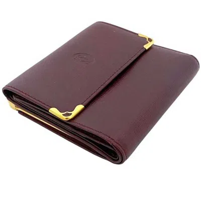 Pre-owned Cartier Bordeaux Leather Coin Purse/coin Case () In Burgundy
