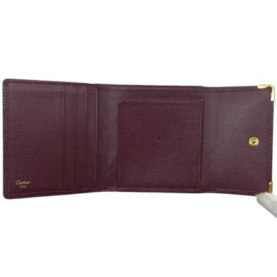 Pre-owned Cartier Bordeaux Leather Coin Purse/coin Case () In Burgundy