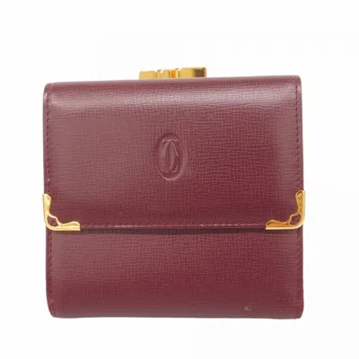 Pre-owned Cartier Bordeaux Leather Wallet (bi-fold) () In Burgundy
