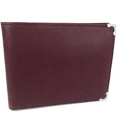 Pre-owned Cartier Bordeaux Leather Wallet (bi-fold) () In Burgundy