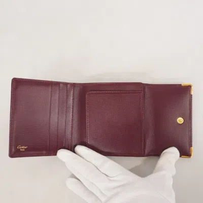 Pre-owned Cartier Bordeaux Leather Wallet (bi-fold) () In Burgundy