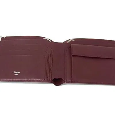 Pre-owned Cartier Bordeaux Leather Wallet (bi-fold) () In Burgundy