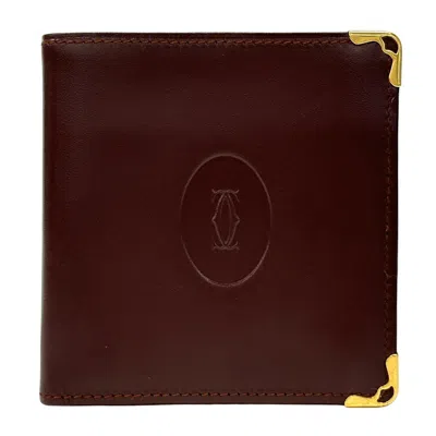 Pre-owned Cartier Bordeaux Leather Wallet (bi-fold) () In Burgundy