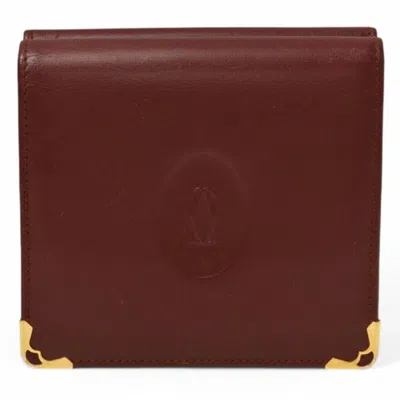 Pre-owned Cartier Bordeaux Leather Wallet (bi-fold) () In Burgundy