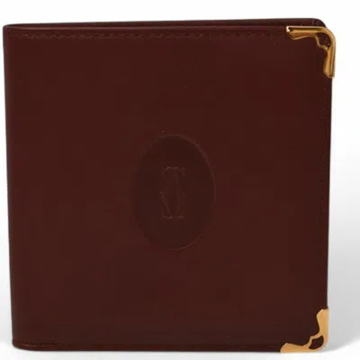 Pre-owned Cartier Bordeaux Leather Wallet (bi-fold) () In Burgundy
