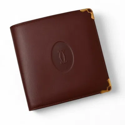 Pre-owned Cartier Bordeaux Leather Wallet (bi-fold) () In Burgundy